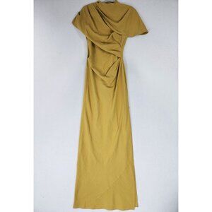 ASOS Dress Womens 6 Mustard Yellow High Neck Drape Bodice Cape Ochre Maxi NEW